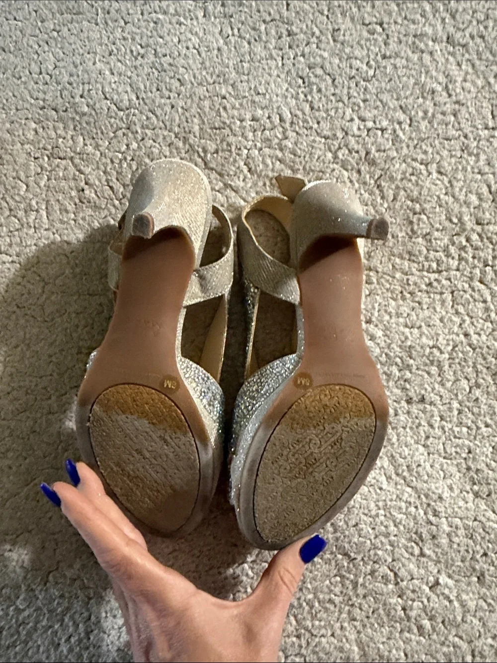 Alex Marie Sand Gold Lavonne Crystal Embellished Slingbacks Size 8M